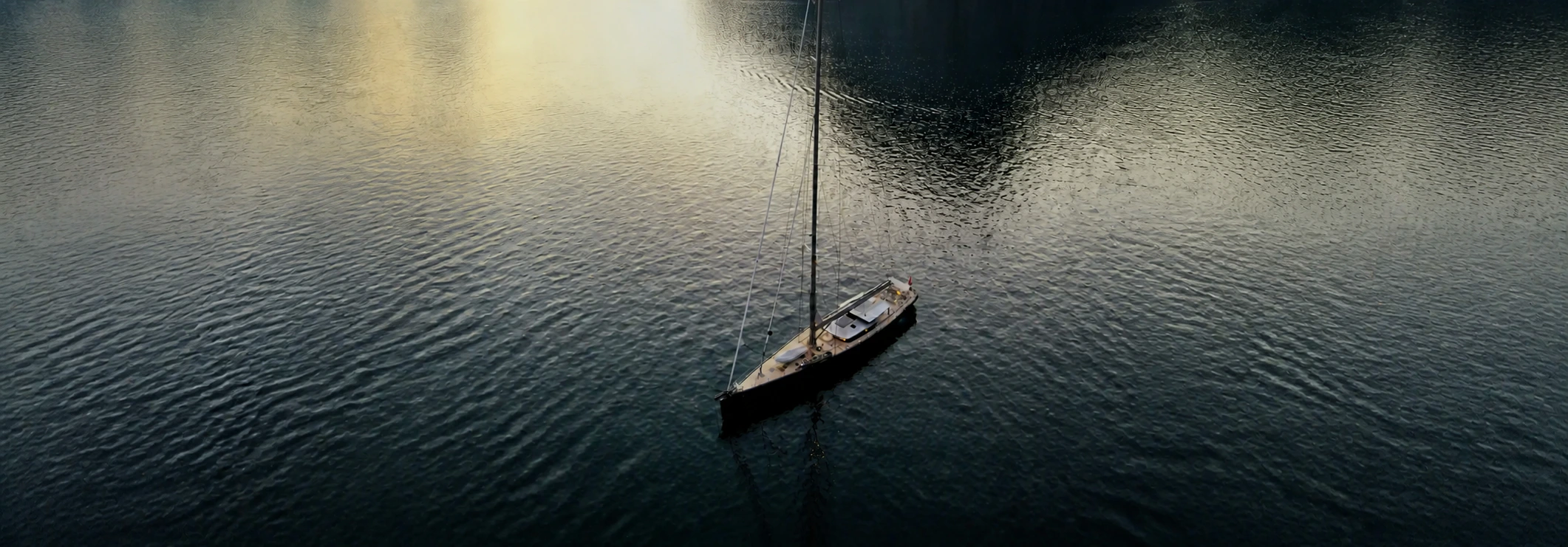Sailing yacht at anchor in the Bay of Kotor